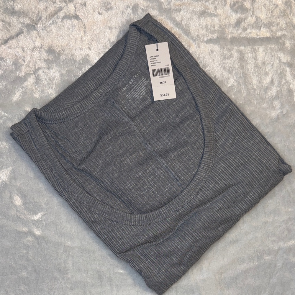 Lane Bryant Heather Gray Ribbed Top